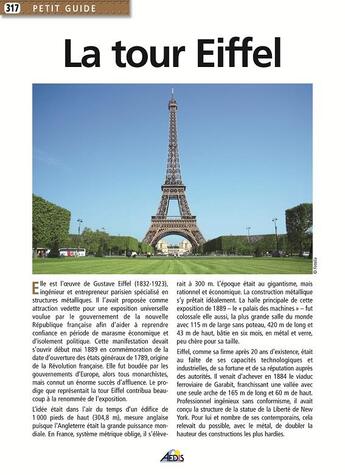 Couverture du livre « La tour Eiffel » de  aux éditions Aedis
