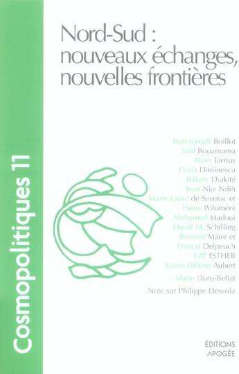 Couverture du livre « Nord-sud : nouveaux échanges, nouvelles frontières » de Damm Jimenez Evelyne aux éditions Apogee