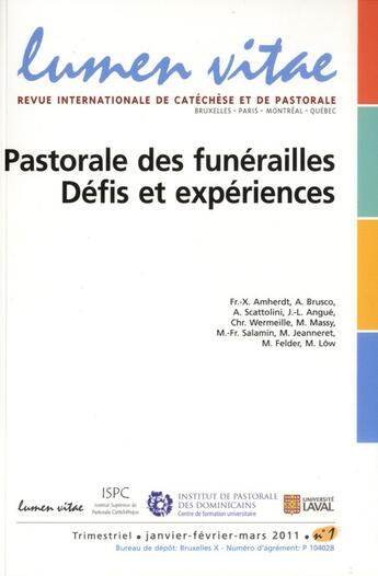 Couverture du livre « Pastorale des funerailles. defis et experiences » de  aux éditions Lumen Vitae