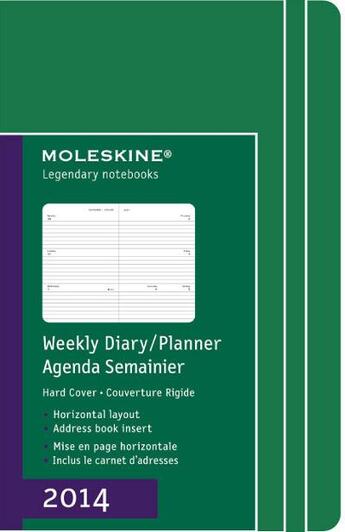 Couverture du livre « Agenda semainier 2014 horizontal grand format vert couverture rigide » de Moleskine aux éditions Moleskine Papet