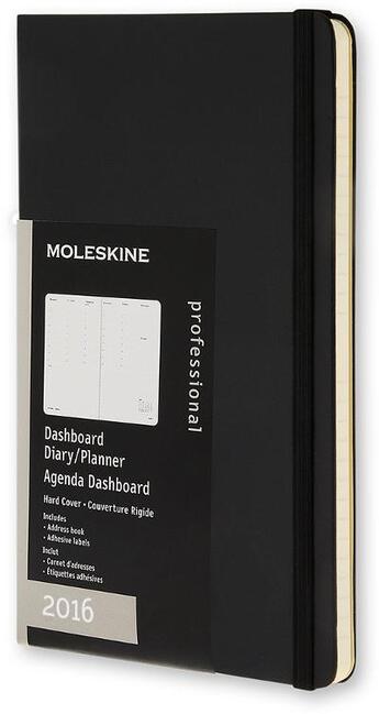 Couverture du livre « Agenda tableau de bord grand format noir 2016 couverture rigide » de  aux éditions Moleskine