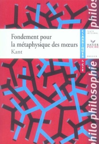 Couverture du livre « Fondement pour la métaphysique des moeurs » de Emmanuel Kant aux éditions Hatier