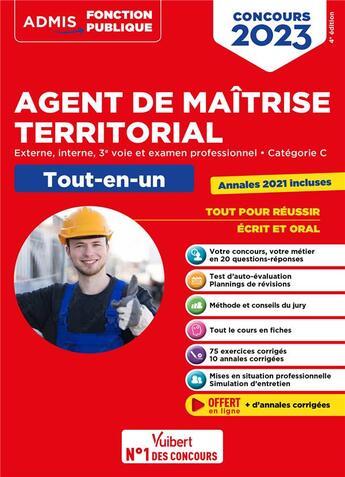 Couverture du livre « Concours agent de maîtrise territorial : catégorie C ; tout-en-un ; annales 2021 incluses ; externe » de Olivier Bellego et Sebastien Riviere et Pierre Crepeaux et Youenn Fenard et Bernard Accary aux éditions Vuibert