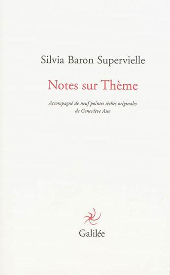 Couverture du livre « Notes sur thème » de Silvia Baron Supervielle aux éditions Galilee