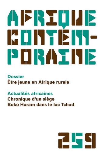 Couverture du livre « Afrique contemporaine 2016/3 - 259 - etre jeune en afrique rurale » de  aux éditions De Boeck Superieur