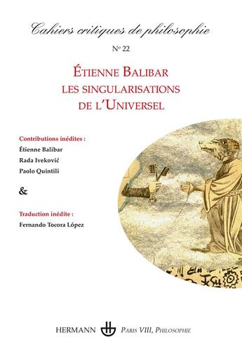 Couverture du livre « Cahiers critiques de philosophie n 22 » de Bruno Cany aux éditions Hermann