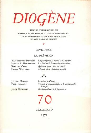 Couverture du livre « Diogene 70 » de Collectifs Gallimard aux éditions Gallimard