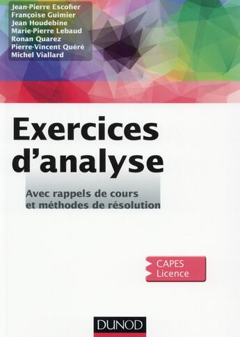 Couverture du livre « Exercices d'analyse » de  aux éditions Dunod