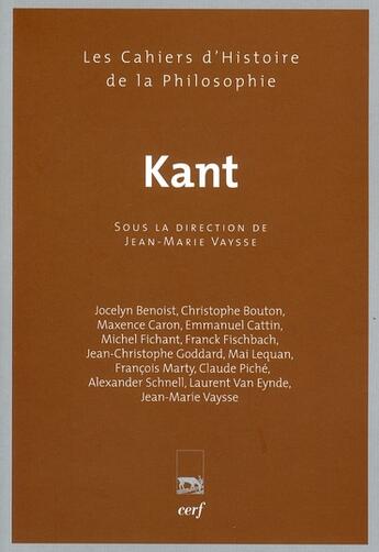 Couverture du livre « Kant » de Vaysse Jean Mar aux éditions Cerf