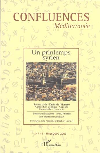 Couverture du livre « Un printemps syrien - vol44 » de  aux éditions L'harmattan