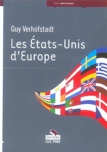Couverture du livre « Les etats unis d europe » de Guy Verhofstadt aux éditions Luc Pire