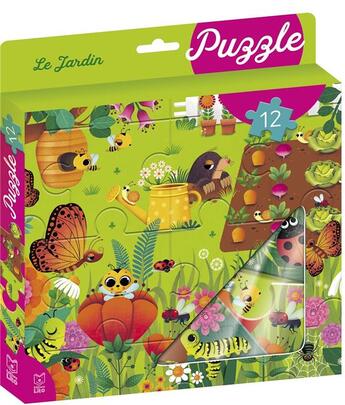 Couverture du livre « Ma boite a puzzle 12p jardin » de  aux éditions Lito