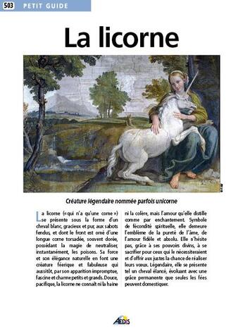 Couverture du livre « La licorne » de  aux éditions Aedis