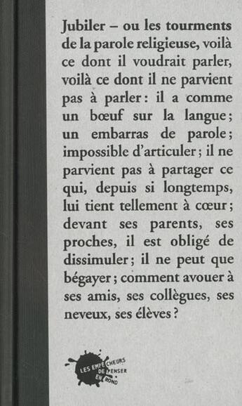 Couverture du livre « Jubiler. Ou Les Tourments De La Parole Religieuse » de Bruno Latour aux éditions Empecheurs De Penser En Rond