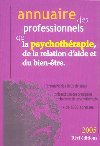 Couverture du livre « Annuaire prof. psychotherapie (édition 2005) » de  aux éditions Reel