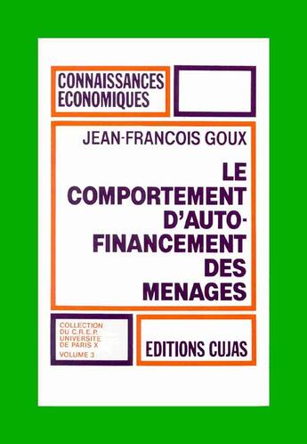 Couverture du livre « Le comportement d'autofinancement des ménages » de Goux/Jean-Francois aux éditions Cujas