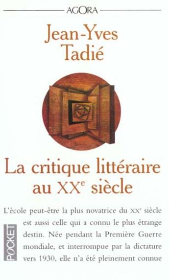 Couverture du livre « Critique Litteraire Au Xxe Siecle » de Jean-Yves Tadie aux éditions Pocket