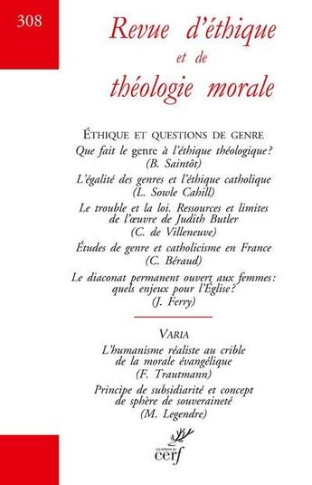 Couverture du livre « Revue d'ethique et de theologie morale - numero 308 » de  aux éditions Cerf