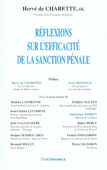 Couverture du livre « Reflexions Sur L'Efficacite De La Sanction Penale » de Herve De Charette aux éditions Economica