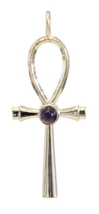 Couverture du livre « Croix de ankh doree avec perle d' amethyste » de  aux éditions Dg-exodif