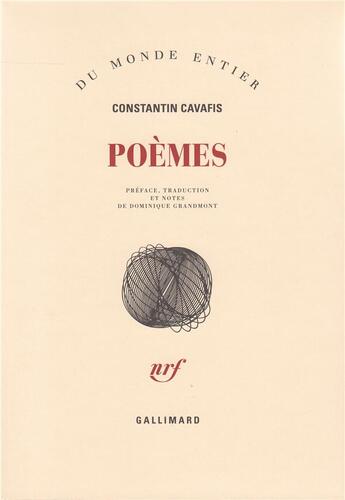 Couverture du livre « Poèmes » de Constantin Cavafis aux éditions Gallimard