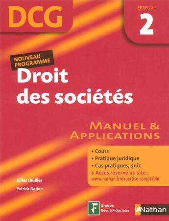 Couverture du livre « Droit des sociétés ; épreuve 2 ; dcg ; livre de l'élève (édition 2007) » de Patrick Dalion aux éditions Nathan