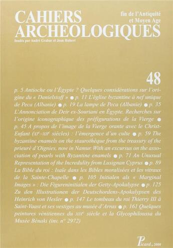 Couverture du livre « Cahiers archeologiques. fin de l'antiquite et moyen age. numero 48. » de  aux éditions Picard