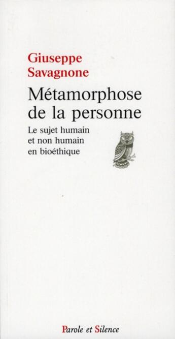 Couverture du livre « Metamorphose de la personne » de Savagnone G aux éditions Parole Et Silence