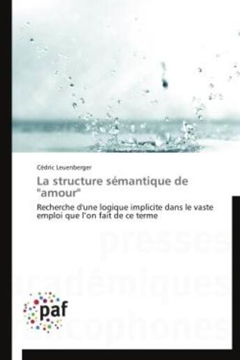 Couverture du livre « La structure sémantique de 