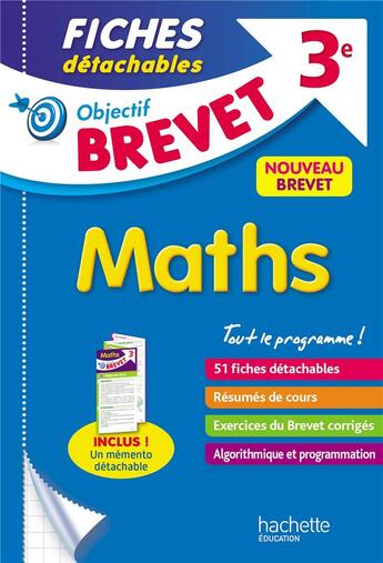 Couverture du livre « Objectif brevet 3e - fiches detachables maths » de Clamart Nicolas aux éditions Hachette Education