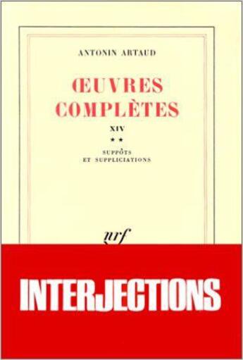 Couverture du livre « Oeuvres completes - vol14 » de Antonin Artaud aux éditions Gallimard