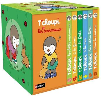 Couverture du livre « Ma petite bibliothèque : T'choupi et les animaux » de Thierry Courtin aux éditions Nathan