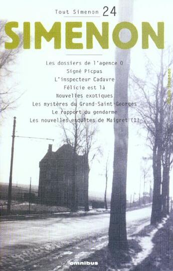 Couverture du livre « Tout simenon tome 24 (centenaire) - vol24 » de Georges Simenon aux éditions Omnibus