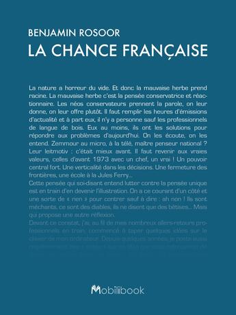 Couverture du livre « La chance française » de Benjamin Rosoor aux éditions Mobilibook