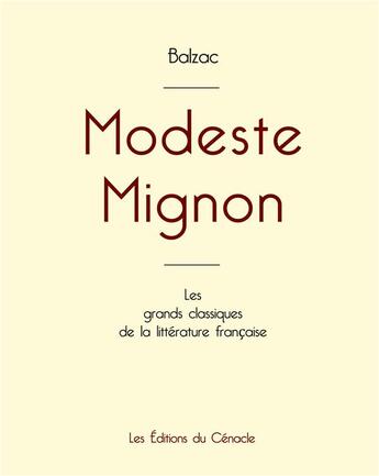 Couverture du livre « Modeste mignon de Balzac (édition grand format) » de Honoré De Balzac aux éditions Editions Du Cenacle