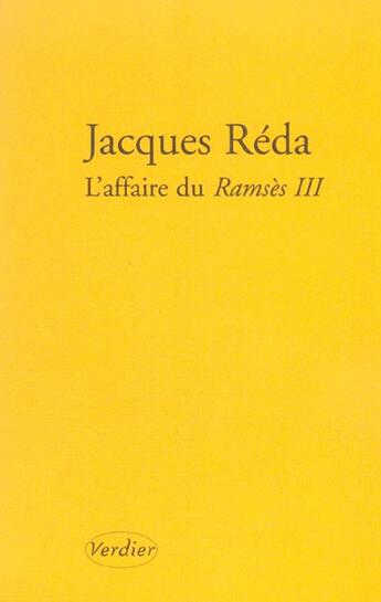 Couverture du livre « L'affaire du Ramses III » de Jacques Réda aux éditions Verdier