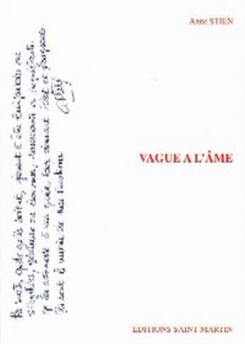 Couverture du livre « Vague à l'âme » de Anne Stien aux éditions Saint Martin Editions