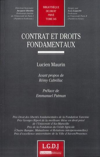 Couverture du livre « Contrat et droits fondamentaux » de Lucien Maurin aux éditions Lgdj