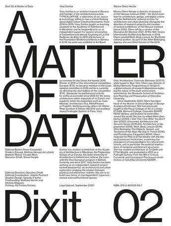 Couverture du livre « Dixit n 02 - a matter of data » de Santos/Otero Verzier aux éditions Cosa Mentale