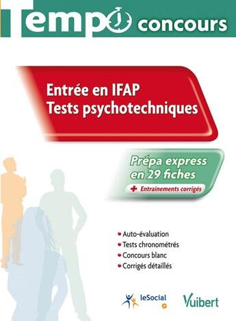 Couverture du livre « Entrée en IFAP ; tests psychotechniques » de Marc Delabriere aux éditions Vuibert