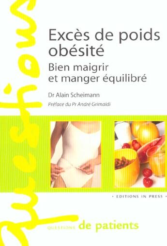 Couverture du livre « Exces de poids, obesite » de  aux éditions In Press
