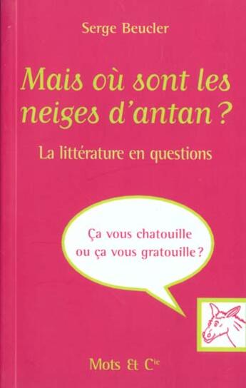 Couverture du livre « Mais ou sont les neiges d'antan ? - la litterature en questions » de Serge Beucler aux éditions Mango