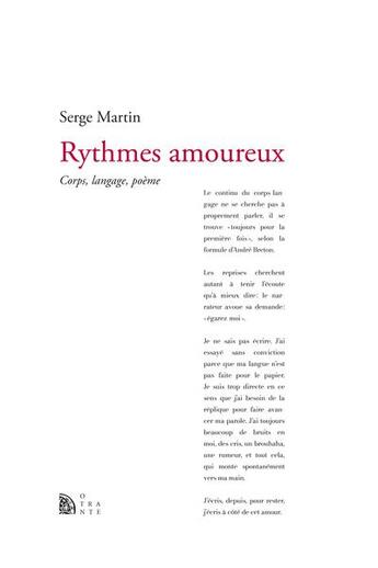 Couverture du livre « Rythmes amoureux » de Serge Martin aux éditions Otrante