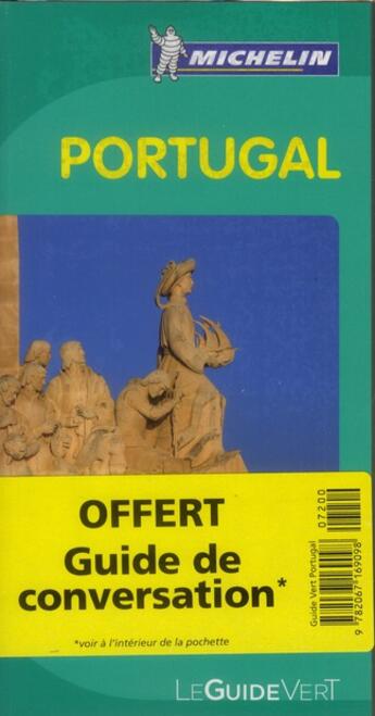 Couverture du livre « Le guide vert ; Portugal (édition 2012) » de Collectif Michelin aux éditions Michelin