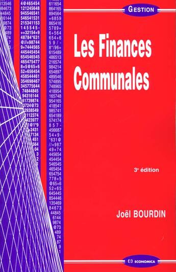 Couverture du livre « FINANCES COMMUNALES (LES) » de Bourdin/Joel aux éditions Economica