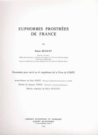 Couverture du livre « Euphorbes prostrées de France » de Pierre Huguet aux éditions Blanchard