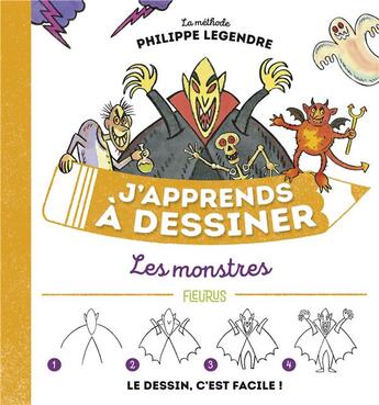 Couverture du livre « J'apprends à dessiner : les monstres » de Genevieve Guilbault et Marilou Addison et Oriol Vidal Pastor aux éditions Fleurus