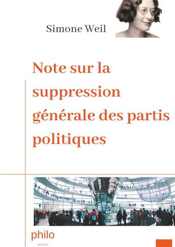 Couverture du livre « Note sur la suppression générale des partis politiques » de Simone Weil aux éditions Books On Demand