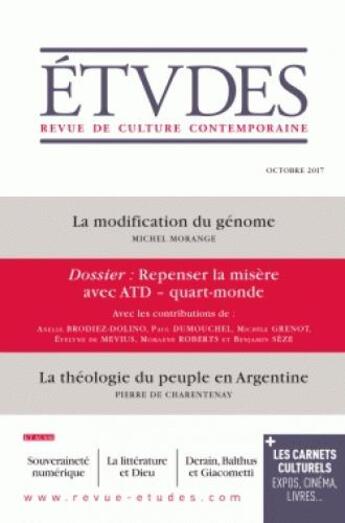 Couverture du livre « REVUE ETUDES N.4242 ; octobre 2017 » de Revue Etudes aux éditions Ser