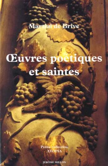 Couverture du livre « Oeuvres poetiques et saintes - 1653 » de Martial De Brive aux éditions Millon